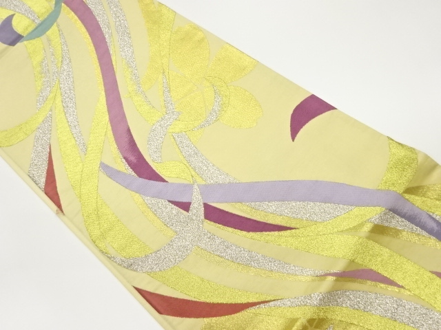 リボンに桜模様織出し袋帯